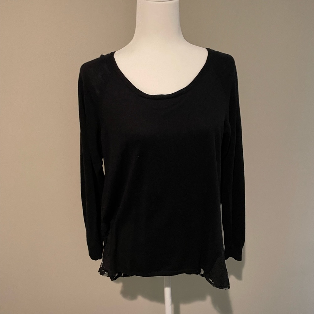 Black Tee with Lace Back